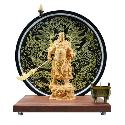 招财镇宅财神关公摆件黄杨木雕刻