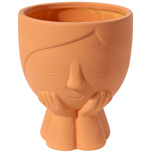 陶瓷人像小女孩北欧花盆卡通抽象人物花卉植物室内外绿植花束摆件