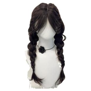 假发双马尾公主日常自然中分扎好麻花辫子长发仿真人发丝全头套女