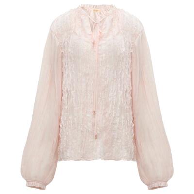 COCOBELLA木耳边绗缝压褶衬衫