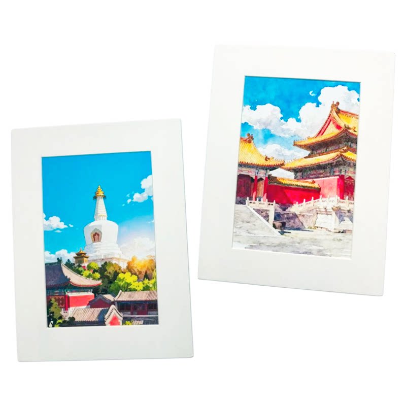 华瑞照片插画无酸相框卡纸版画定现代装饰画