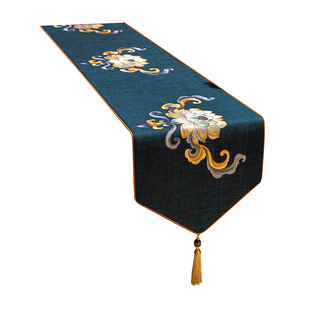 中式禅意桌旗茶桌垫布茶台茶旗茶席垫子高端长条茶几台布餐桌桌布