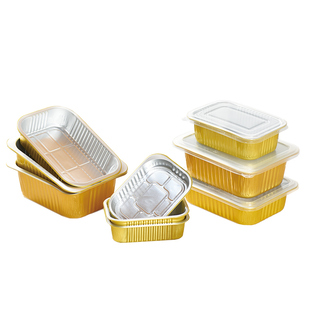 长方形金色锡纸盒加厚食品级空气炸锅烤箱烧烤外卖野餐保温打包盒