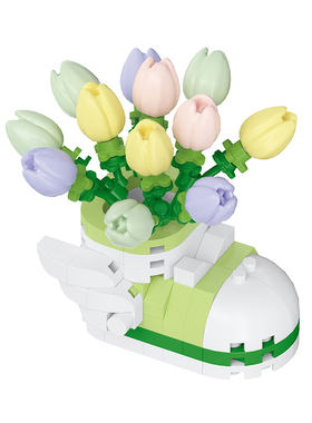 潮乐创永生花摆件拼装积木