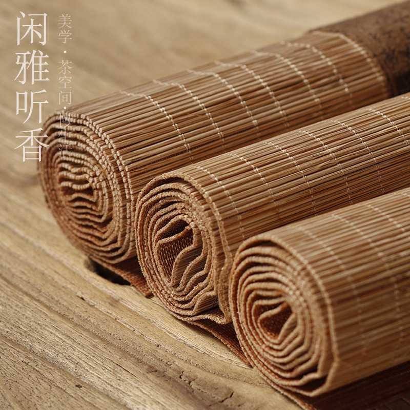 布艺竹制席茶席麻布日式桌禅意旗垫子中式茶茶茶盘茶巾泡茶桌布帘