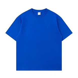 300g重磅克莱因蓝纯棉短袖t恤宽松纯色体恤上衣打底衫男女休闲TEE