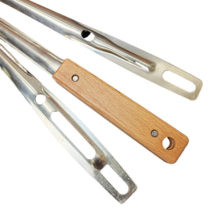 带槽实木柄把防烫铲勺子把手柄配件 锅铲柄弧度凹凸型木手柄通用