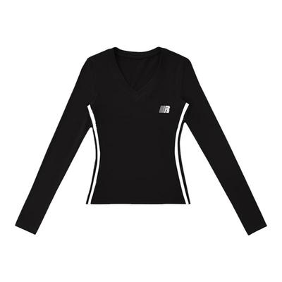 FDR官方店R字V领织带长袖t恤