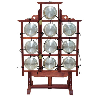 乐团打击乐专业10音云锣带滑轮落地桌放手持两用红木锣架订制音高