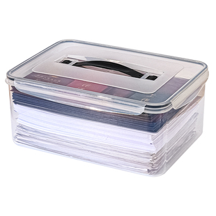 家用证件收纳盒透明带提手大容量重要文件户口本储物盒桌面档案盒