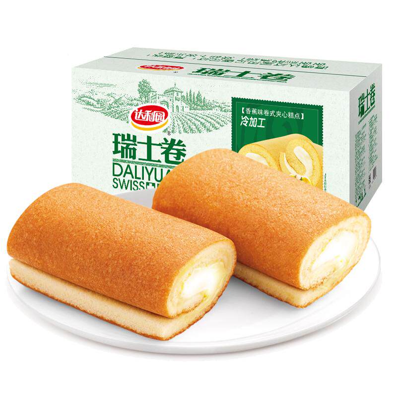 达利园瑞士卷香蕉草莓香橙味毛巾卷蛋糕过年年货小零食批发整箱