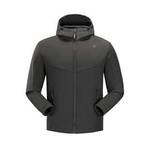 探路者软壳衣男士加绒保暖防风登山服春秋户外运动软壳冲锋外套男