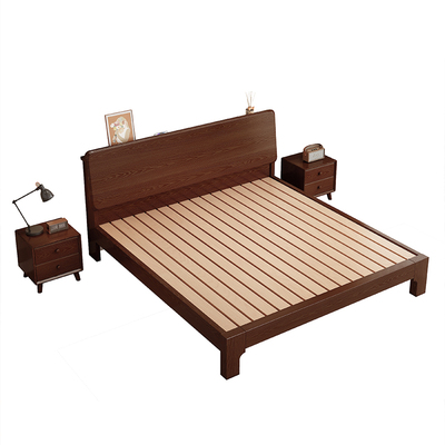2026新款胡桃色榉木大板床