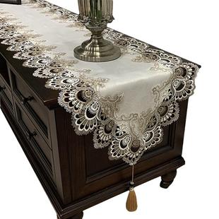 欧式简约轻奢白色蕾丝布艺茶几餐桌桌旗电视柜鞋柜五斗柜防尘盖巾