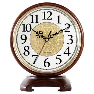 汉时欧式复古座钟精美金属盘实木台钟客厅桌面摆件石英钟表 HD288