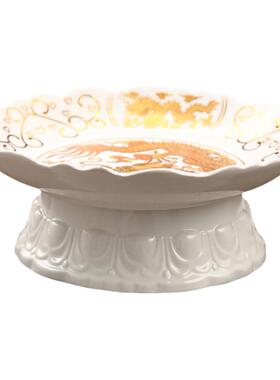 陶瓷双龙供果果盘家用供奉观音