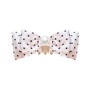 原创小众·桃乐丝粉色缎面波点高级感香蕉夹韩系甜美发夹半扎发饰