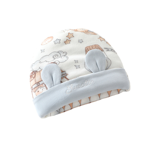 婴儿帽子秋冬款纯棉a类新生婴幼儿初生0到6个月女宝宝加厚小胎帽