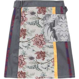 IT MARINE SERRE男装半身裙新款新潮艺术感拼接及膝A字裙SK026ML