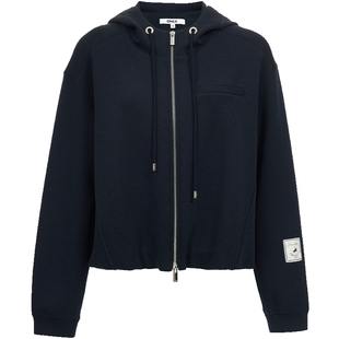 ONLY2026春季新款弹力兜感衣摆基础款宽松落肩双拉链连帽卫衣女