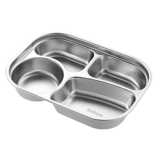 304食品级不锈钢餐盘分格加深四格五格成人食堂快餐盘幼儿园餐具