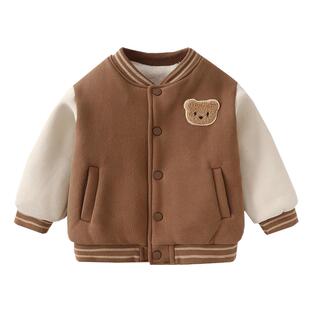 婴儿衣服加绒棒球服棉衣外套秋冬装女宝宝男童加厚上衣小童卫衣