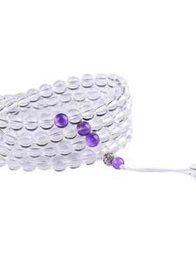 6Ａ精品巴西天然白水晶108颗链珠手链手串盘珠白色透明圆珠原石