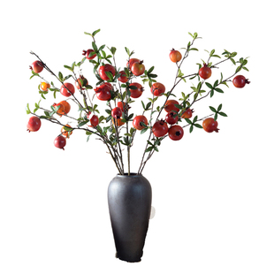 仿真花石榴果柿子苹果果实假水果装饰客厅餐桌玄关摆件花枝干花束