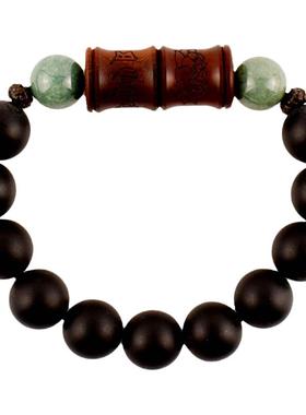 手写药师经佑健康药珀配翡翠手串