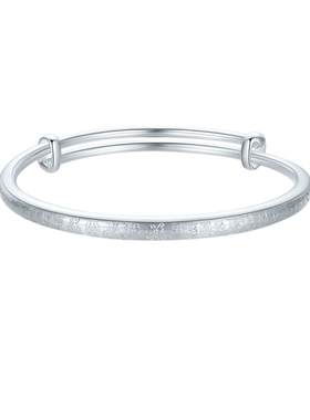 周六福百福镯手镯999足银实心镯子优雅气质圣诞礼物