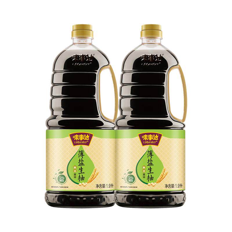 味事达薄盐酱油1.9L家用装