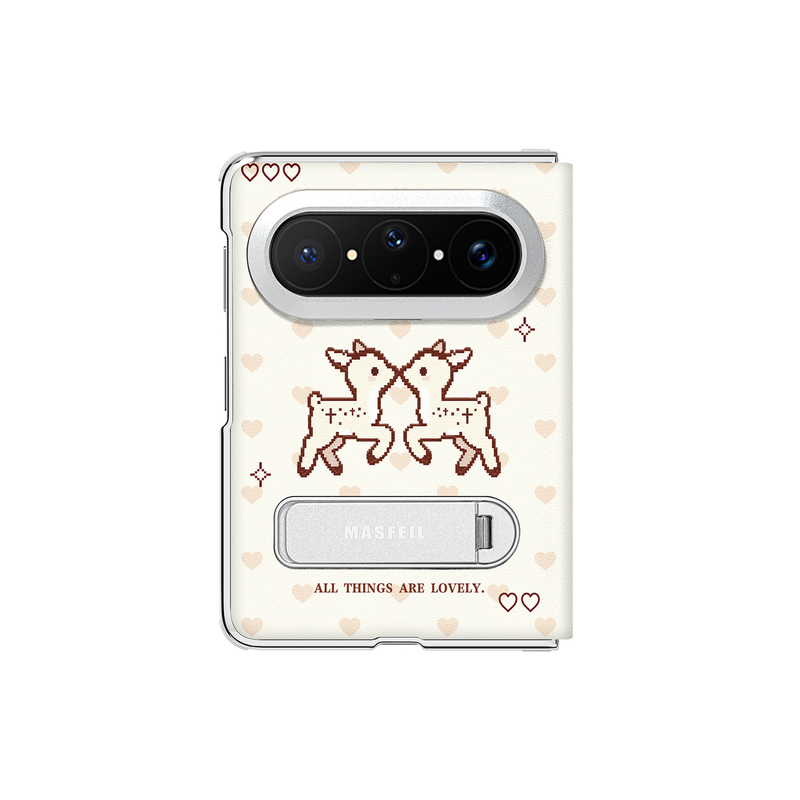 MASFEIL × 爱心小鹿适用华为PuraXMax手机壳带支架小折叠阔PURA典藏版智能视窗全包保护套防摔女翻盖x2新款