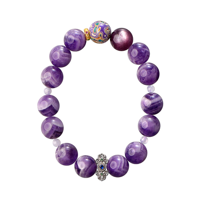 天然梦幻紫水晶欧泊大漆珠手链