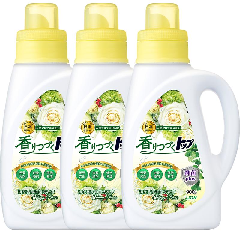 LION狮王TOP持久香氛柔顺洗衣液香槟玫瑰雨季屋内晾干除臭900g*3