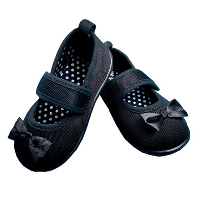 幼童黑色软底浅口网布透气公主鞋