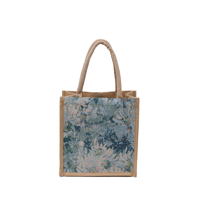 花卉托特包森系编织亚麻包妈咪包