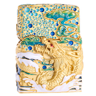 zippo打火机珐琅彩镀金夜光龙隐云间高档男士礼物限量版外壳正品