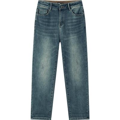 森马磨毛小脚裤通勤棉质牛仔裤男