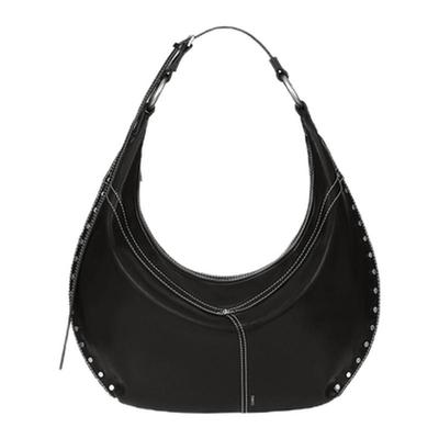 简约半月形银色铆钉铆钉新月包