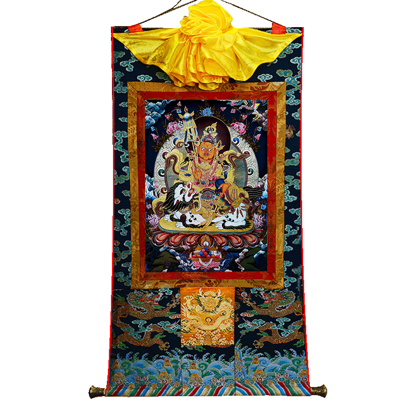 现货财宝天王矿物颜料唐卡挂画