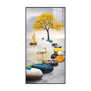 入户玄关装饰画现代简约轻奢高级感石来运转晶瓷画过道背景墙挂画