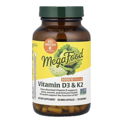 MegaFood维生素D3含维生素K和K2促钙吸收无麸质保健骨骼强度支持