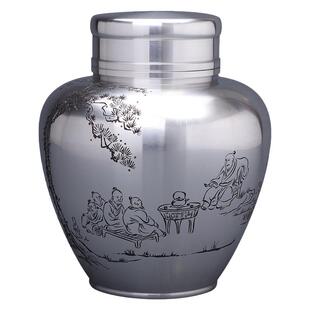 夏咏800g 999高纯锡茶叶罐锡罐锡器茶叶筒李丽白帅无稿手刻储茶罐