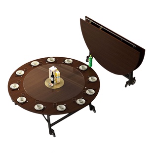 折叠餐桌大圆桌1015人带转盘户外农村流水席家用圆形饭桌婚宴喜事