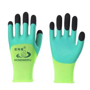 手套劳保耐磨工作橡胶乳胶工地干活男胶皮发泡王透气劳动防滑耐用