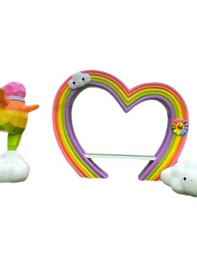 大型玻璃钢雕塑卡通云朵彩虹气球兔子园林花园小区大摆件商场装饰