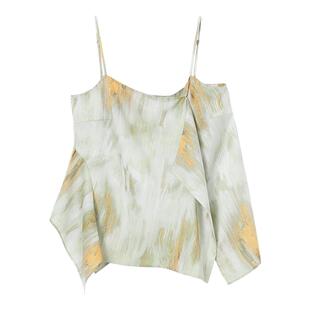 糖皮出品 那时正花开 氤氲晕染 暗条纹不对称解构 夏季轻薄吊带