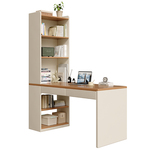 转角书桌台式电脑桌女生卧室梳妆台家用学生学习桌书桌书架一体桌