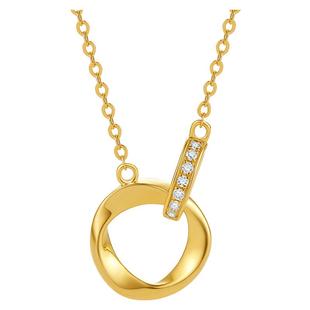 周六福18k黄金项链女士莫比乌斯环璀璨镶钻石au750锁骨套链礼物