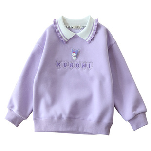 女童加绒卫衣冬装新款儿童洋气一体绒保暖上衣女孩宝宝套头打底衫